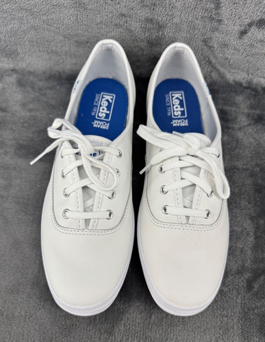 Keds Women's Champion Original Leather Sneakers, White Leather, 8 M (US)