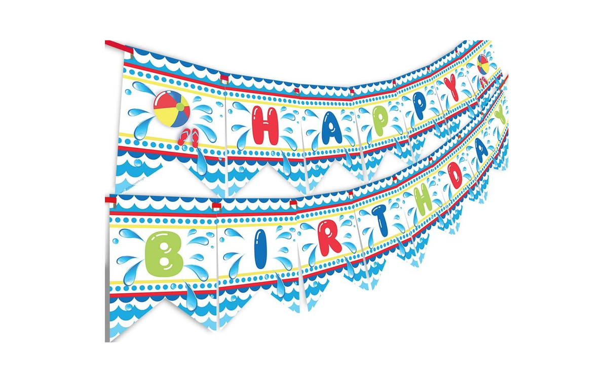 POP Parties Mermaid Under The Sea Happy Birthday Banner - Watercolor Pennant For Pool Party - View #3