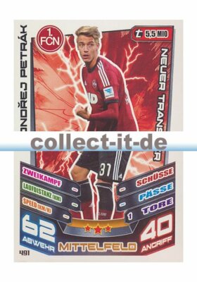 Match Attax Extra 13/14 - 491 - ONDREJ PETRAK - 1. FC Nürnberg - Neuer Transfer