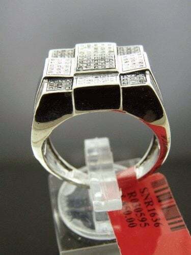 Men's Sterling Silver 0.33ct Diamond Cross Ring Size 10 - Picture 3 of 3