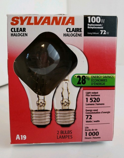 Sylvania 52551 72A19/HAL/SS/CL/2PK 120V A Line Halogen Light Bulb for