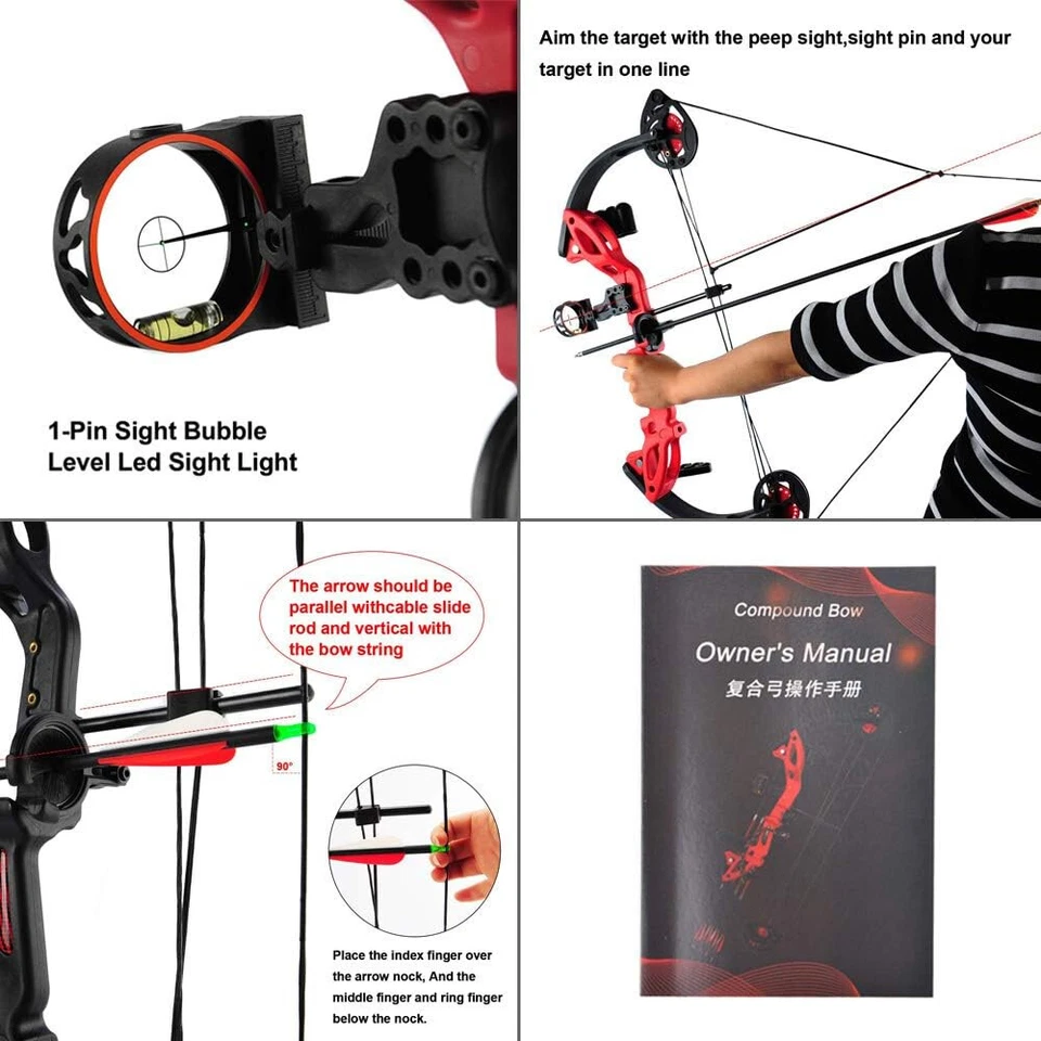 Conjunto de arco composto 15-29 lb flechas equipamento de caça e flecha para jovens e adultos - Imagem 4 de 4