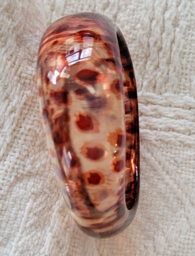 Vintage Angela Caputi Modernist Resin Bangle Bracelet Clear/Brown