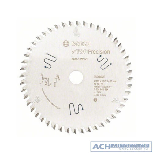 Bosch Lama Circolare 165Mm 48Wz Ideale Per Legno 165X20Mm Taglio Molto Fino