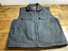 Wyoming Traders Western Black Vest Conceal Carry Full Zip Large Corduroy Collar