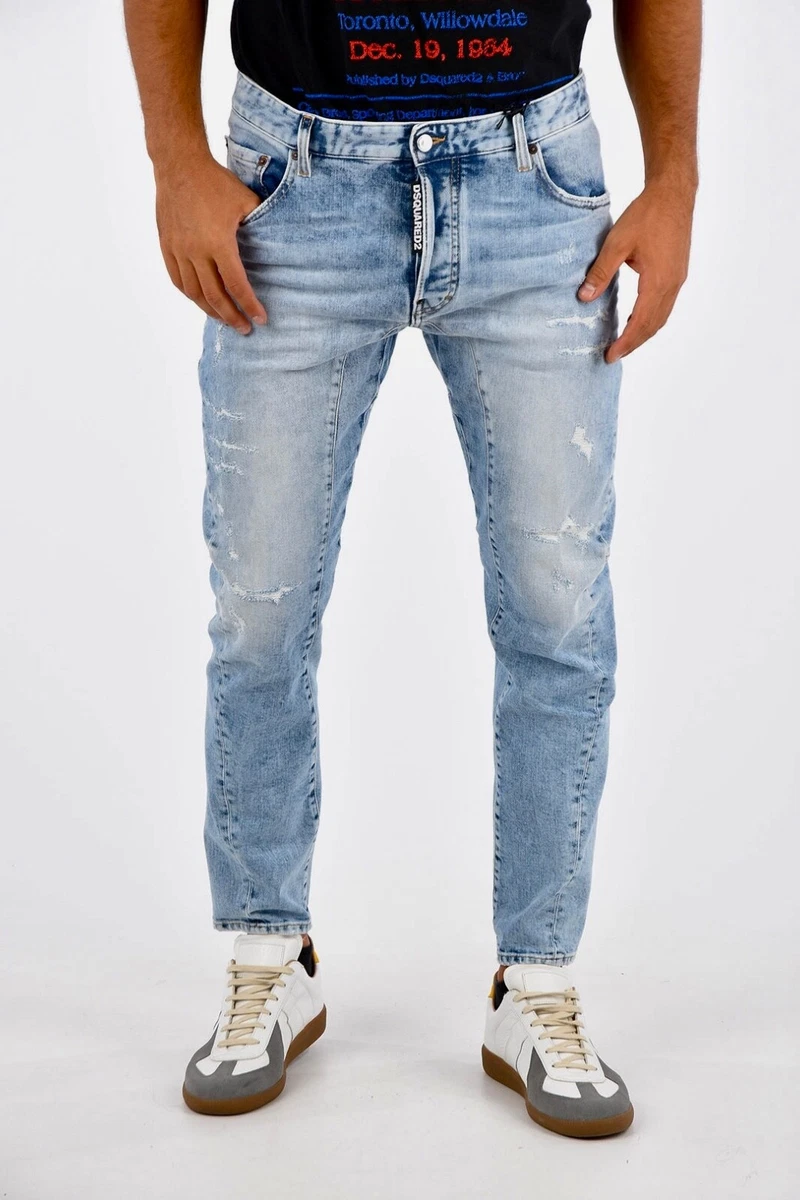 $870 EXCELLENT DSQUARED2 ACID WASH 1964 TIDY BIKER DISTRESSED JEANS M/ITAL  46/30