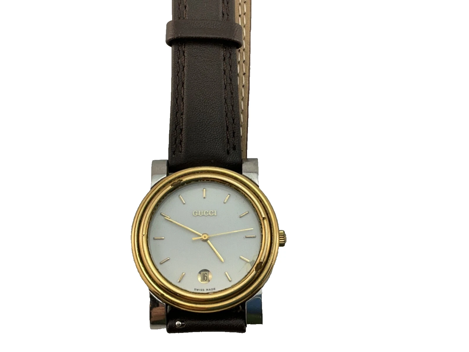 Montre homme Gucci 4300M bicolore classique G temps date vintage
