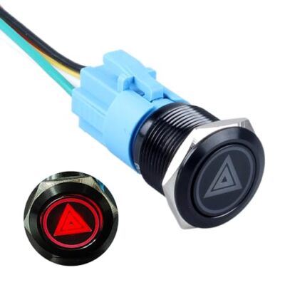 1pc 19mm Emergency Flashers Latching Push Button Switch 3/4'' Mounting Hole 12V 