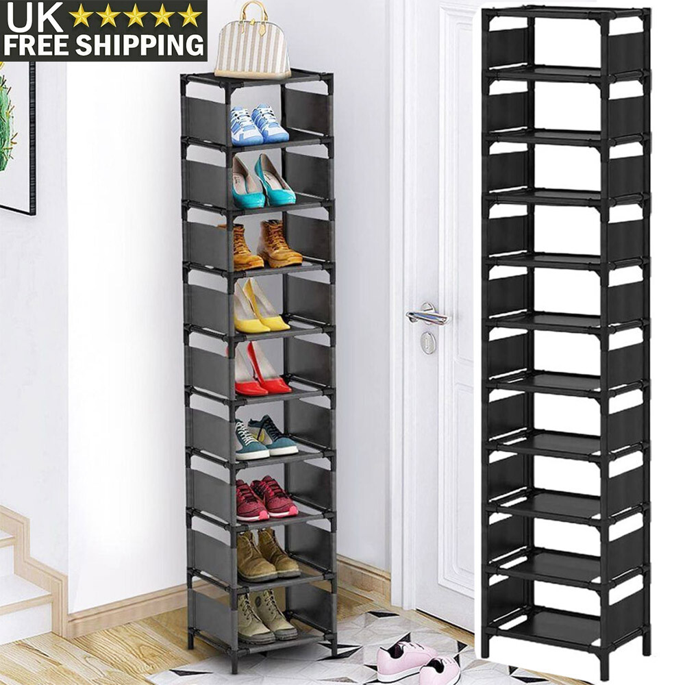 10 Tiers Vertical Shoe Rack Tall Narrow Small Shelf Organizer