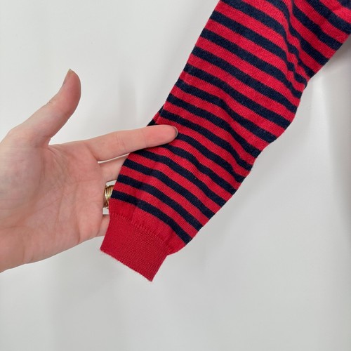 Mini Boden Sweater Kids 3-4Y Cotton Cashmere Blue Red Stripes School Church - Picture 3 of 6
