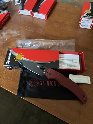    Rare Spyderco Native Chief Black CPM-4V Red G-10 Handle St.Nicks   