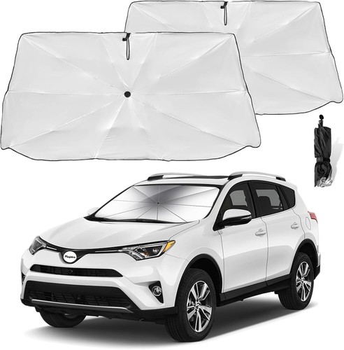 Foldable Car Windshield Sun Shade - UV & Heat Reflective Visor, 57"x31", 2 Pack