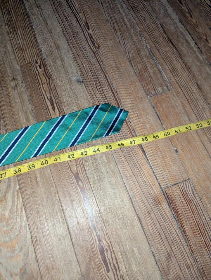 Vintage Polo Ralph Lauren Silk Tie Boys Green Striped Adjustable - Image 3 of 4