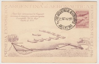 ARGENTINA 1946 AERONAUTICA PRIMERA EXPOSICION official illustrated post card