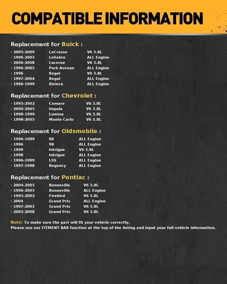 Bomba de água para 1996-2005 Buick LeSabre 2005-2009 Buick LaCrosse 3.8L AW5075 - Imagem 2 de 4