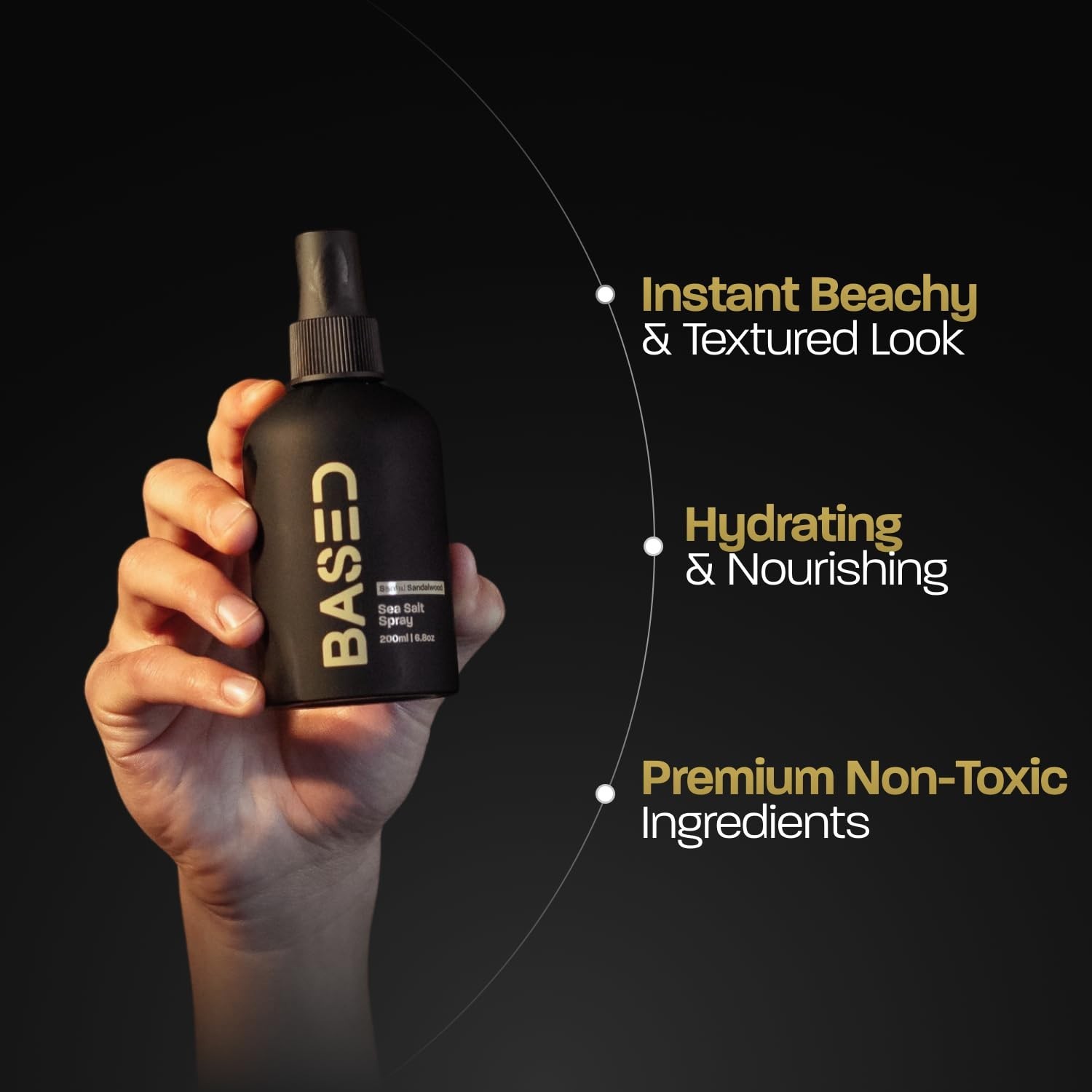 BASED Sea Salt Spray, Natural Finish Sea Salt Spray for Hair, Volumizes &