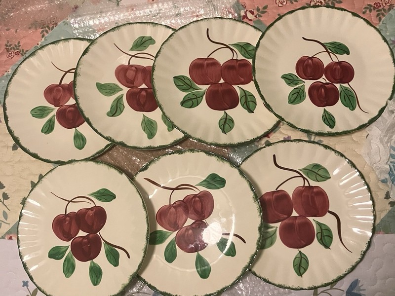 1940s Vintage Lot Of  7 Blue Ridge 9 1/2” Dinner Plates Crab Apple