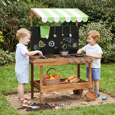 Mud Kitchen, Outdoor Play Kitchen with Drawing Board, Real Water Flow, Removable
