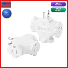 3 Way Plug Adapter 2 Pack, 3 Prong Grounding Triple Outlet T Direction 15A 125V