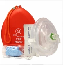 2 Pack - MCR Medical CPR Mask Shield Adult Size with Wrist Strap