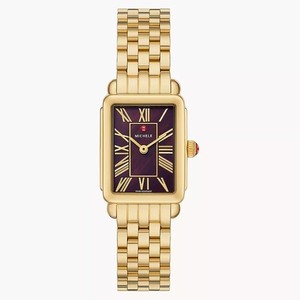 Authentic MICHELE Deco Park 18K Gold-Plated 29mm Mop Dial Women's Watch MWW06E000147