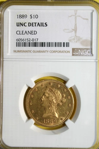 An 1889 $10 Liberty Eagle Gold Coin - Certified UNC DETAILS