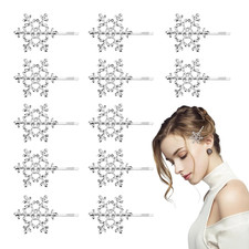 12Pcs Snowflake Hair Clips, Snowflake Hair Accessories, Sparkly Christmas Hairs