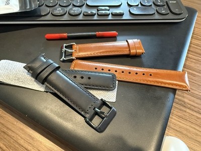 Leather Watch Bands Two Pack Brown and Black 22mm Genuine Leather