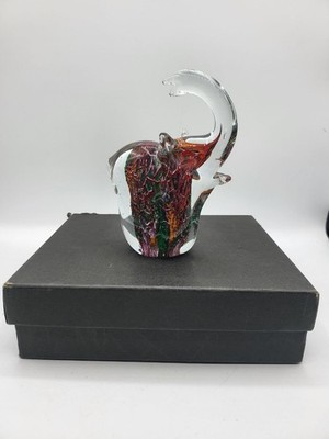 XL Murano Glas Elefant Mehrfarbig Deko Skulptur Vintage Objekt von