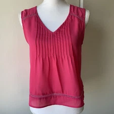 Elodie Shirt Size Medium Blouse Pink Sleeveless Pleats Women’s Flowy Tank