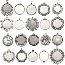 20pcs Mixed Fit 25mm Blank Bezel Pendant Trays Base Cabochon Settings Trays P...