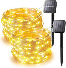Solar String Lights,2 Pack 33FT 100 LED Solar Fairy Lights Outdoor Waterproof 8