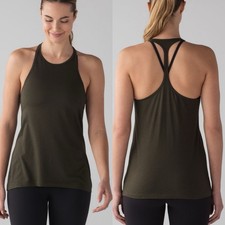 Lululemon Trapeze Racerback Tank Top Dark Olive Size 8 J27