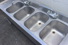 Krowne 1864C 1800 Series 72" Four Compartment Bar Sink, Used
