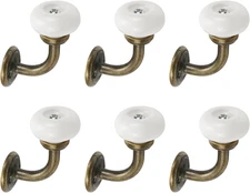 6 PCS Ceramic Coat Hook,Antique Bathroom Wall Hooks,Vintage Towel Hanger Wall Mo