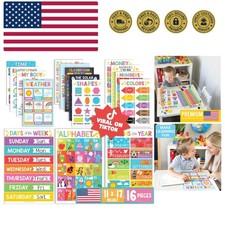 Engaging 16-Pack Toddler Learning Posters - Perfect for Preschool  Kindergarten