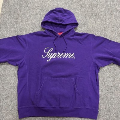 Supreme Hoodie Men's 2XL Purple Made In Canada Embroidered Script