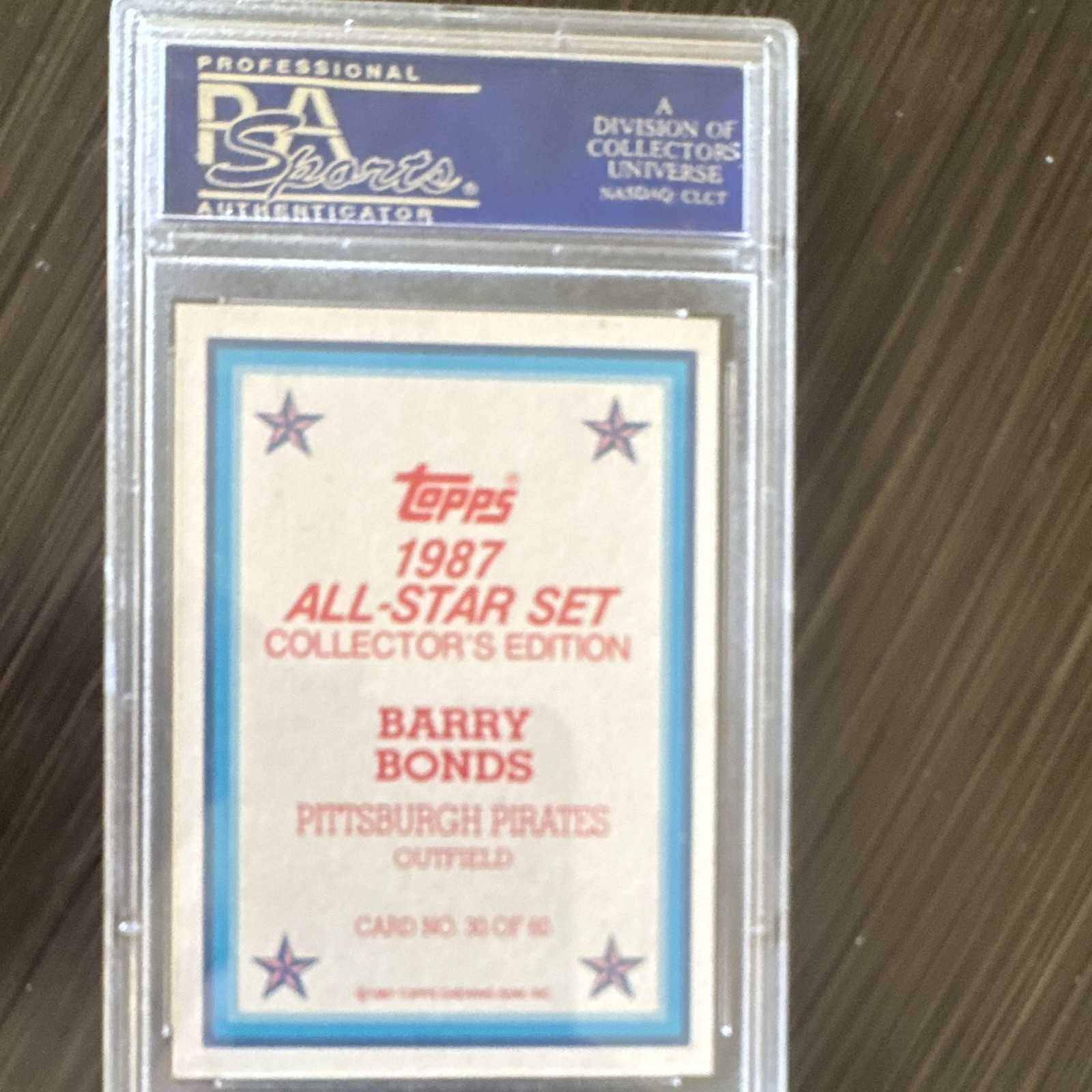 Topps 1987 All-Star Barry Bonds Pirates #20 Glossy PSA 10 Graded view 2