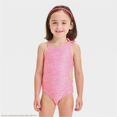 Toddler Girls' Leopard Spot Printed Cut Out Swimsuit With Bow 5T *SEE DEAL!!!*