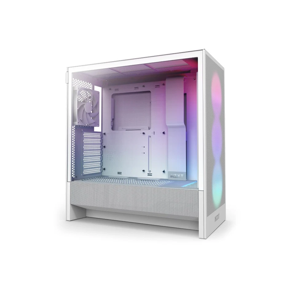 NZXT H5 Flow RGB Tempered Glass Mid Tower Gaming PC Case - White - Image 4 of 4