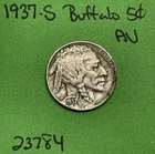 1937-S Buffalo 🦬 Indian Head Nickel 5c AU Almost Uncirculated US Coin