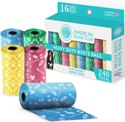 AKC Dog Poop Bags - Leak Proof Pet Waste Bags - 16 Refill Rolls - Lavender Scent