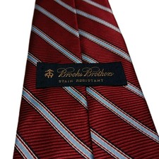 Vtg Brooks Brothers Red Blue Striped Repp Tie Stain Resistant Silk USA Preppy