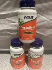 3 Pack Now Foods CurcuBrain Cognitive Support 400 MG 50 Veg Capsules Exp 10/2028