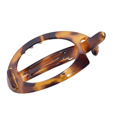French Oval Celluloid Metal-Free Hair Barrette Clip Made in France Light Shell