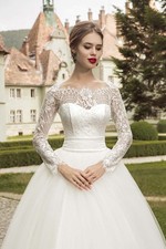 A-line long sleeves Wedding Dresses Lace Appliques White Bridal Gowns