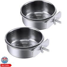 Parrot Feeding Cups Birds Food Dish Stainless Steel Parrot Feeders Water Cage...