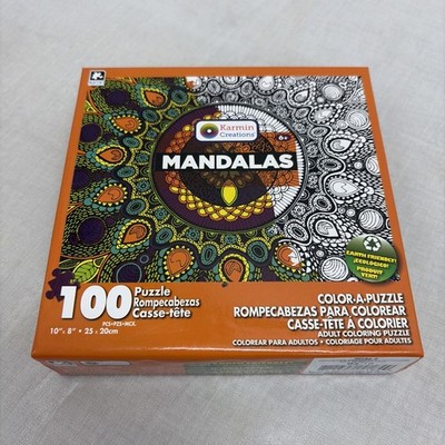 Karmin 100 Piece Mandalas Color A Puzzle   New In Box   Adult Coloring  Puzzle