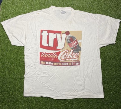 Vintage Vanilla Coke T-Shirt XL White 90s Soda Pop Drink Promo Y2K Coca-Cola