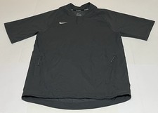 Nike Men's Small Baseball Cage 1/4 Button  Grey Pullover Short Sleeve Shirt